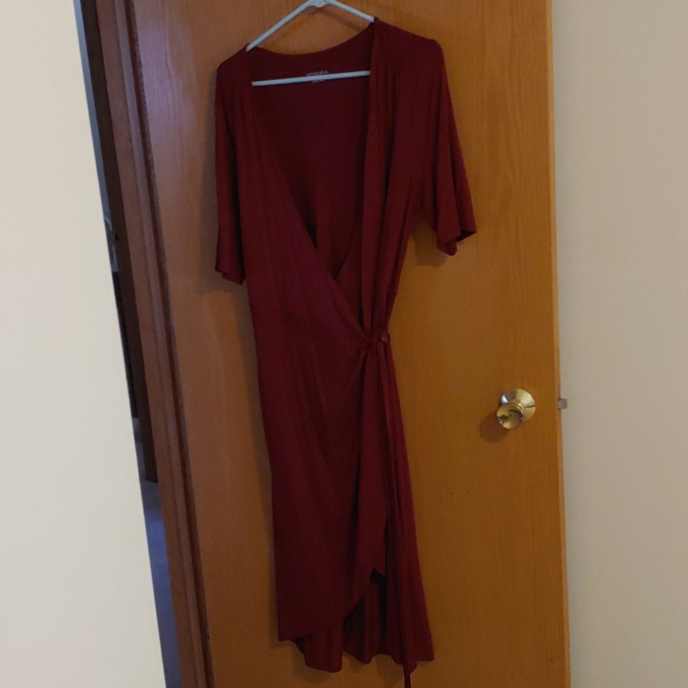 Burgundy Midi Wrap Dress